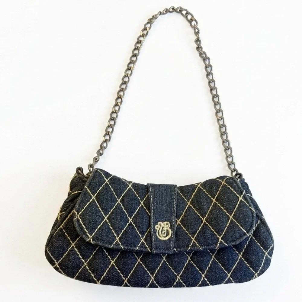 Vera Bradley Denim‎ Quilted Diamond Shoulder Bag Chain Strap Y2K Deadstock 2000s